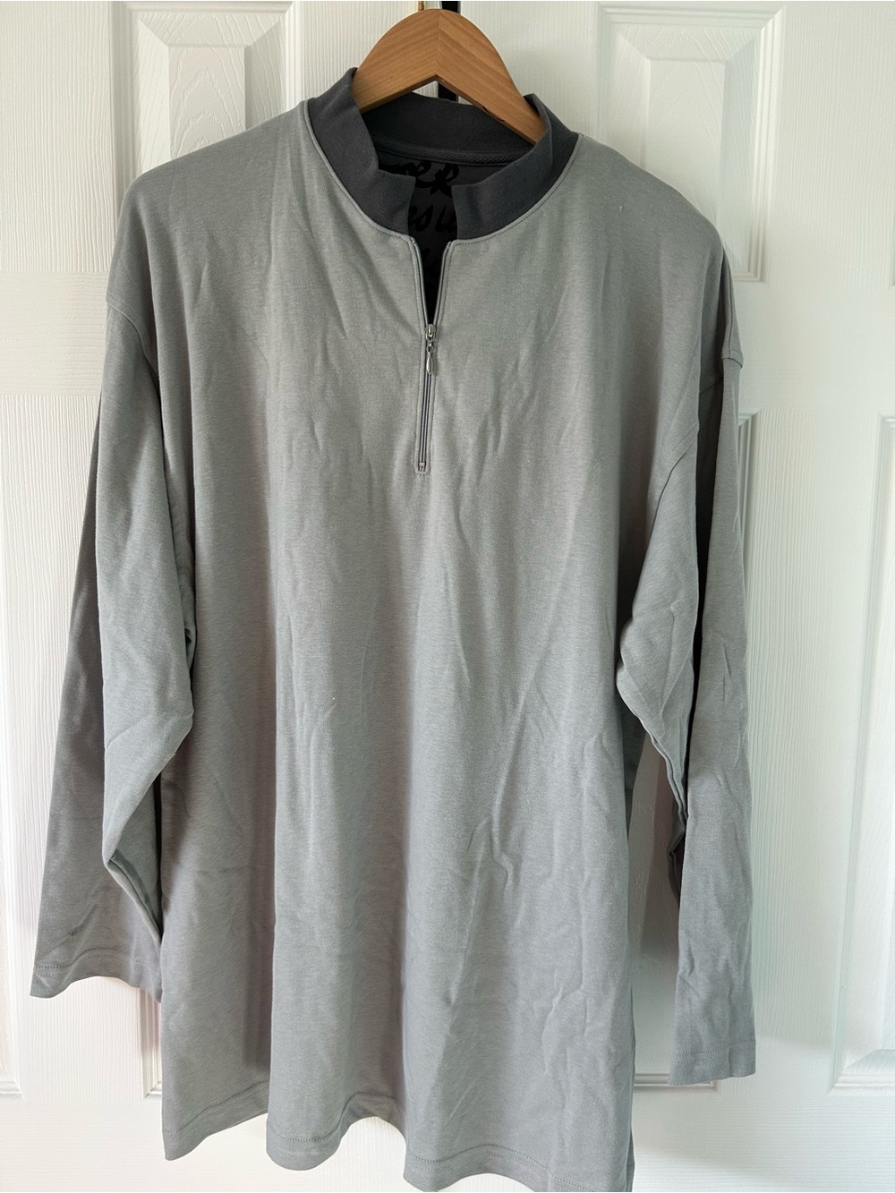 Christian Lacroix Pour Air France Gray Half-Zip Long Sleeve Pullover, 100%Cotton